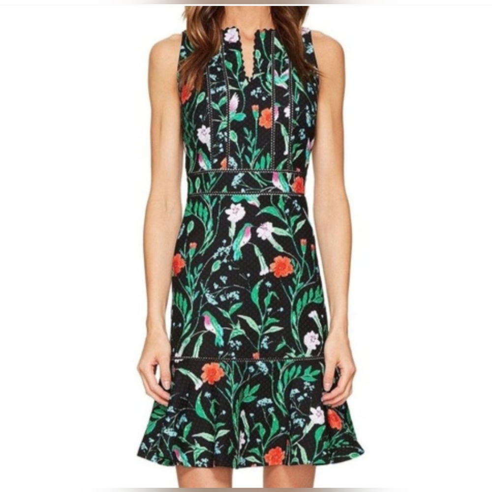 Kate Spade Jardin Tile sleeveless Hummingbird dress US 8
